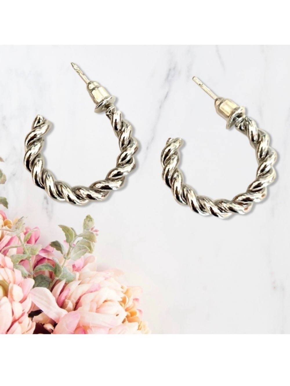 🔴 5 for $10 ONE PAIR Silver Tone Round Stud Earrings Zinc Alloy